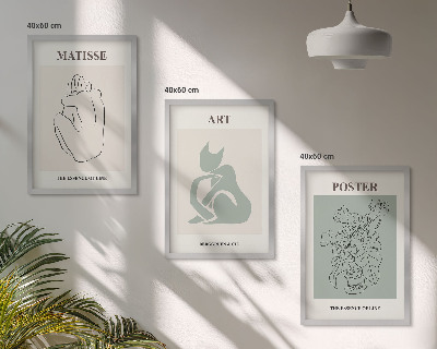 Conjunto de quadros para sala de estar Pôsteres Matisse em tons de verde e bege