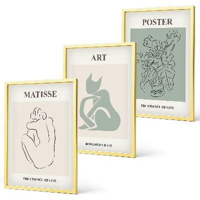 Conjunto de quadros para sala de estar Pôsteres Matisse em tons de verde e bege