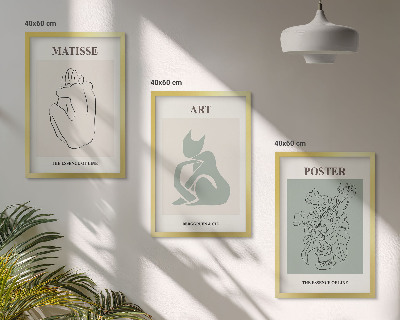 Conjunto de quadros para sala de estar Pôsteres Matisse em tons de verde e bege