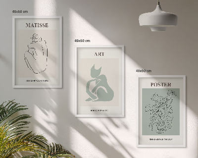 Conjunto de quadros para sala de estar Pôsteres Matisse em tons de verde e bege