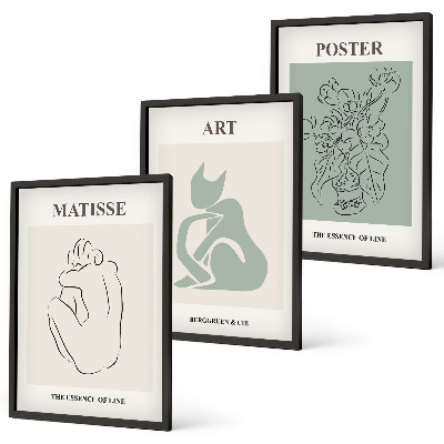 Conjunto de quadros para sala de estar Pôsteres Matisse em tons de verde e bege