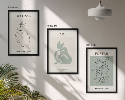 Conjunto de quadros para sala de estar Pôsteres Matisse em tons de verde e bege