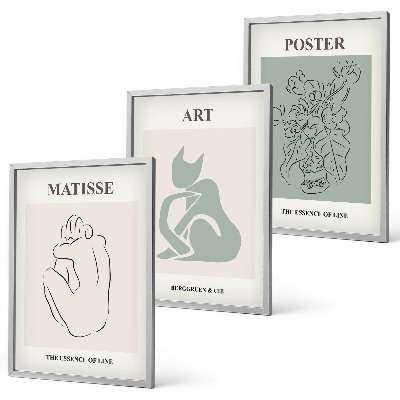Conjunto de quadros para sala de estar Pôsteres Matisse em tons de verde e bege