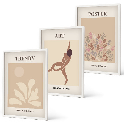 Conjunto de quadros para sala de estar Formas abstratas de Matisse