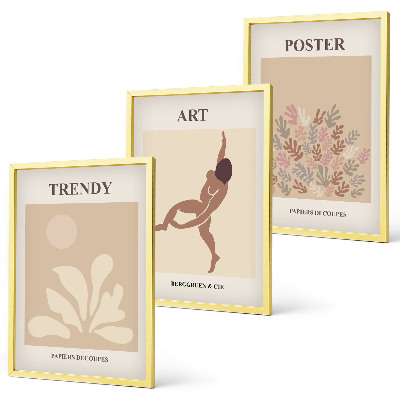 Conjunto de quadros para sala de estar Formas abstratas de Matisse