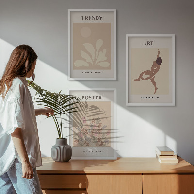 Conjunto de quadros para sala de estar Formas abstratas de Matisse