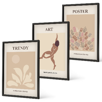 Conjunto de quadros para sala de estar Formas abstratas de Matisse