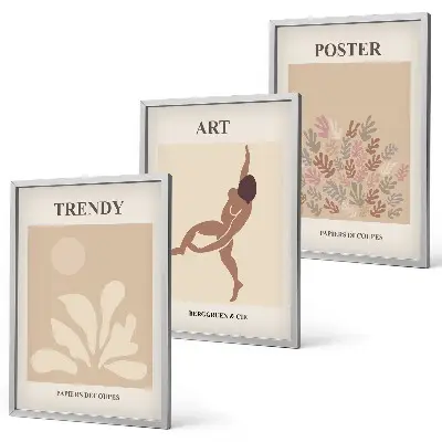 Conjunto de quadros para sala de estar com formas abstratas de Matisse