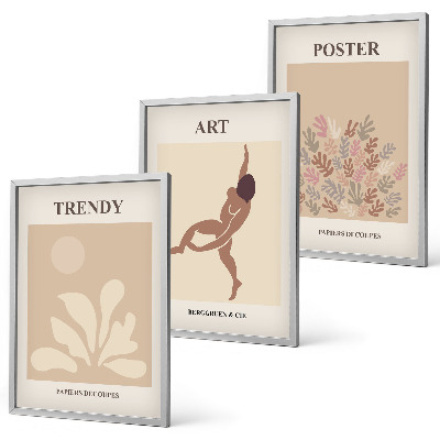 Conjunto de quadros para sala de estar Formas abstratas de Matisse