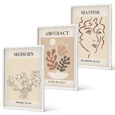 Conjunto de quadros modernos com estampa de linhas de plantas