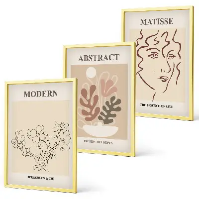 Conjunto de quadros modernos com estampa de linhas de plantas