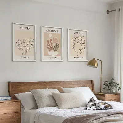 Conjunto de quadros modernos com estampa de linhas de plantas