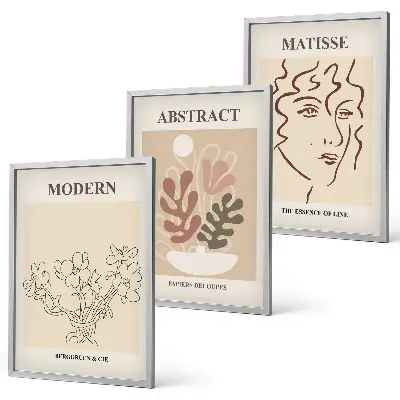 Conjunto de quadros modernos com estampa de linhas de plantas