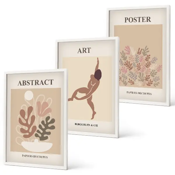 Conjunto de quadros para sala de estar com as composições elegantes de Matisse