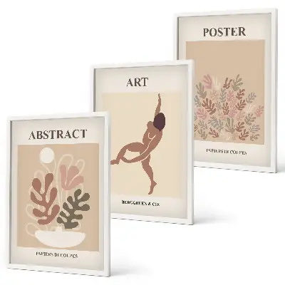 Conjunto de quadros para sala de estar com as composições elegantes de Matisse