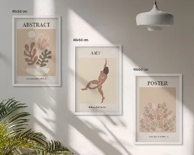 Conjunto de quadros para sala de estar com as composições elegantes de Matisse