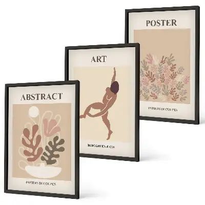 Conjunto de quadros para sala de estar com as composições elegantes de Matisse