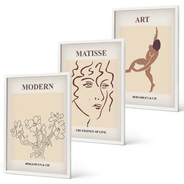 Composição de quadros moderna Gráficos elegantes de flores e personagens