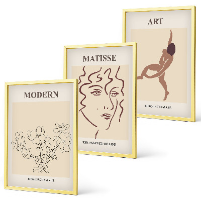 Composição de quadros moderna Gráficos elegantes de flores e personagens