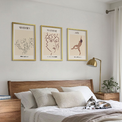Composição de quadros moderna Gráficos elegantes de flores e personagens