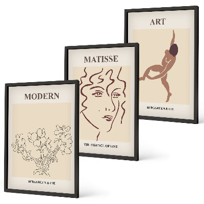 Composição de quadros moderna Gráficos elegantes de flores e personagens