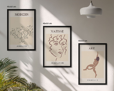 Composição de quadros moderna Gráficos elegantes de flores e personagens