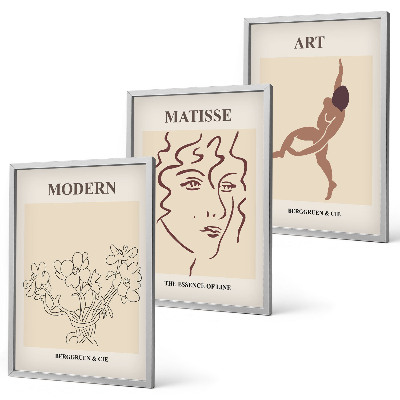 Composição de quadros moderna Gráficos elegantes de flores e personagens