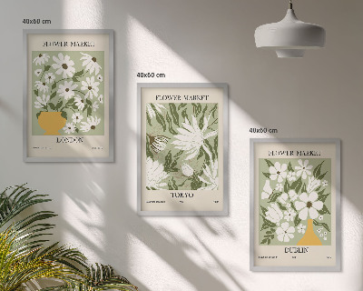 Conjunto de quadros para sala de estar Padrões florais Londres Tóquio Dublin
