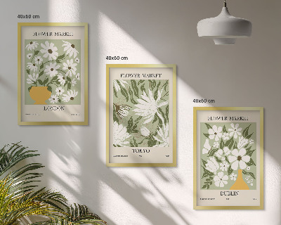 Conjunto de quadros para sala de estar Padrões florais Londres Tóquio Dublin