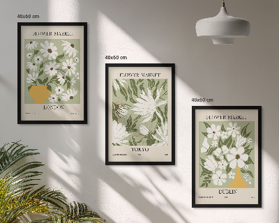 Conjunto de quadros para sala de estar Padrões florais Londres Tóquio Dublin