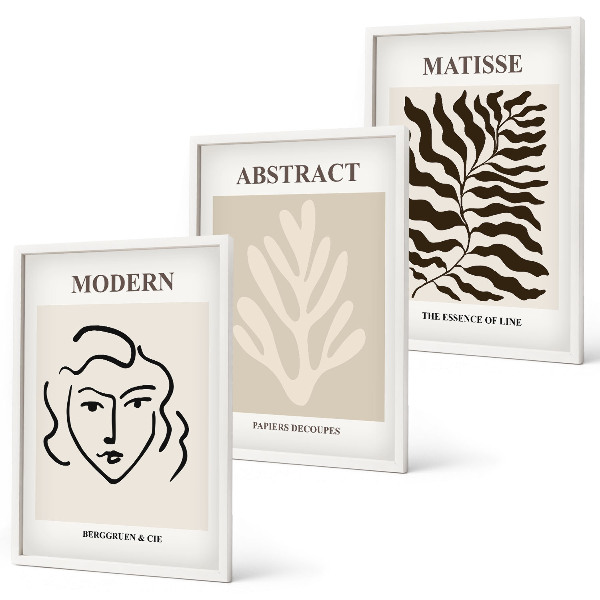 Conjunto de 3 quadros com moldura O rosto deixa arte Matisse