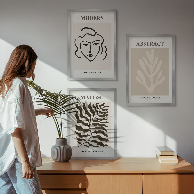 Conjunto de 3 quadros com moldura O rosto deixa arte Matisse