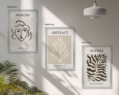 Conjunto de 3 quadros com moldura O rosto deixa arte Matisse