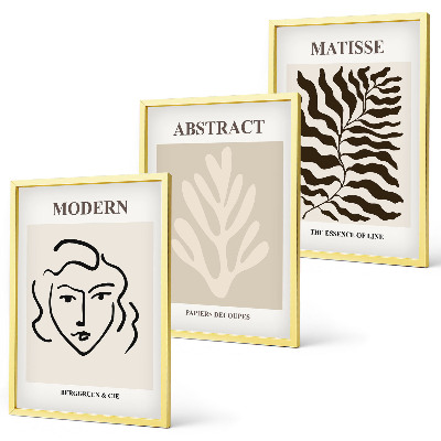 Conjunto de 3 quadros com moldura O rosto deixa arte Matisse