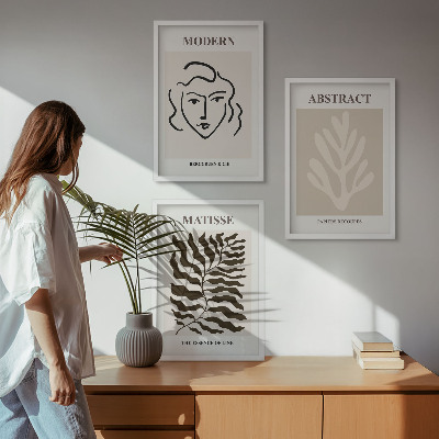 Conjunto de 3 quadros com moldura O rosto deixa arte Matisse