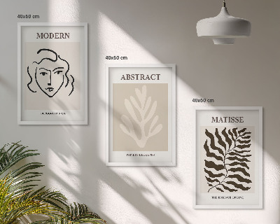 Conjunto de 3 quadros com moldura O rosto deixa arte Matisse