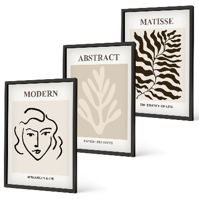 Conjunto de 3 quadros com moldura O rosto deixa arte Matisse