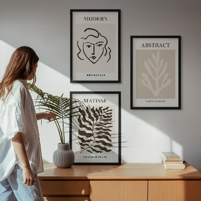 Conjunto de 3 quadros com moldura O rosto deixa arte Matisse
