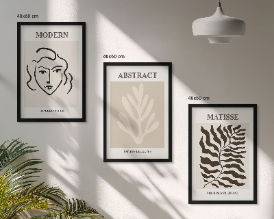 Conjunto de 3 quadros com moldura O rosto deixa arte Matisse