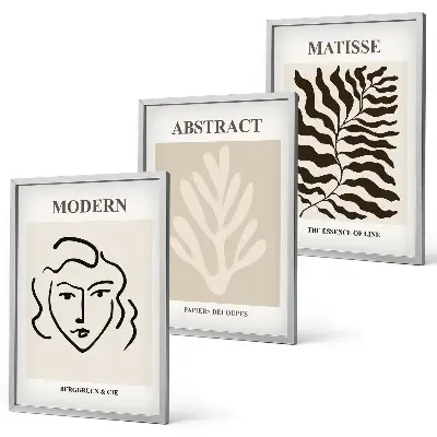 Conjunto de 3 quadros com moldura arte O Rosto de Matisse