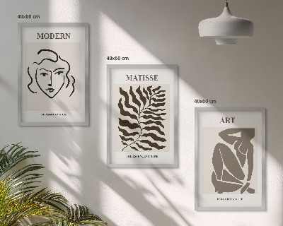 Conjunto de quadros para sala de estar Gráficos, linhas e personagens estilosos.