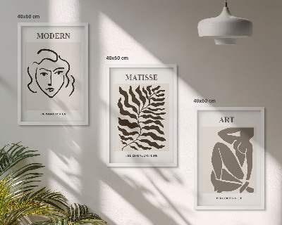 Conjunto de quadros para sala de estar Gráficos, linhas e personagens estilosos.