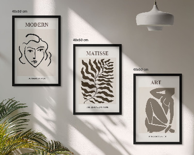 Conjunto de quadros para sala de estar Gráficos, linhas e personagens estilosos.