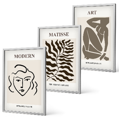 Conjunto de quadros para sala de estar Gráficos, linhas e personagens estilosos.