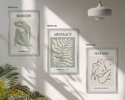 Conjunto de quadros para sala de estar Pinturas verdes estilosas com personagens