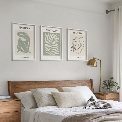 Conjunto de quadros para sala de estar Pinturas verdes estilosas com personagens