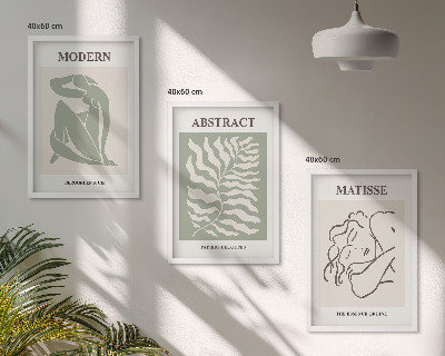 Conjunto de quadros para sala de estar Pinturas verdes estilosas com personagens
