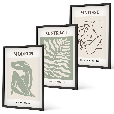 Conjunto de quadros para sala de estar Pinturas verdes estilosas com personagens