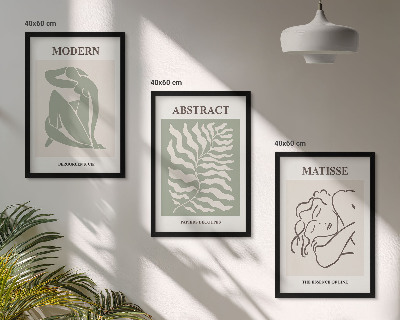 Conjunto de quadros para sala de estar Pinturas verdes estilosas com personagens