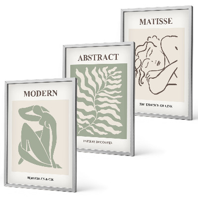 Conjunto de quadros para sala de estar Pinturas verdes estilosas com personagens